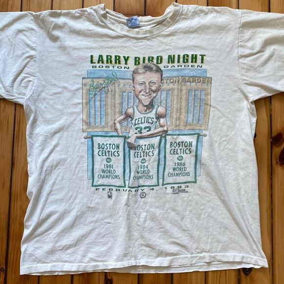 Vintage 1993 Larry Bird Celtics Salem Sportswear Single Stitch T-Shirt XL - Picture 1 of 4